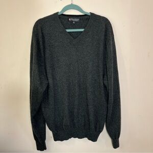 Daniel Bishop mens XL charcoal gray 100% cashmere v-neck sweater pullover